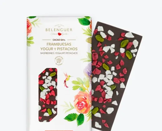 Chocolate Belenguer Frambuesas Yogur y Pistacho